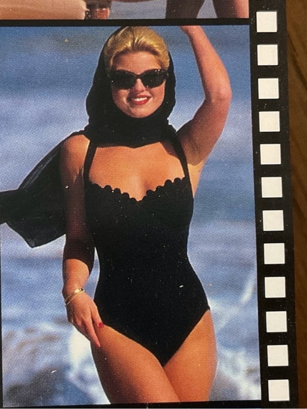 Vintage Black Scallop One-Piece Swimsuit